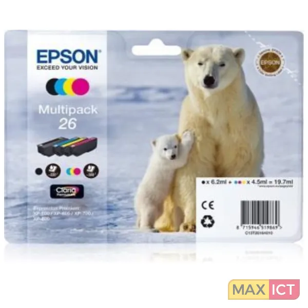 EPSON POLAR BEAR MULTIPACK 4COLOURS 26 CLARIA PREMIUM INK