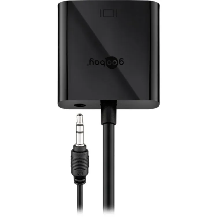 goobay HDMI/VGA adapter, + 3,5mm Stereo (Zwart, vernikkeld)