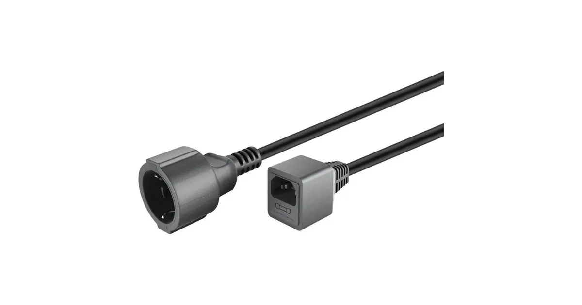 GOOBAY IECVERLENGKABEL C14 > STOPCONTACT MET RANDAARDE (ZWART, 1,5 METER)