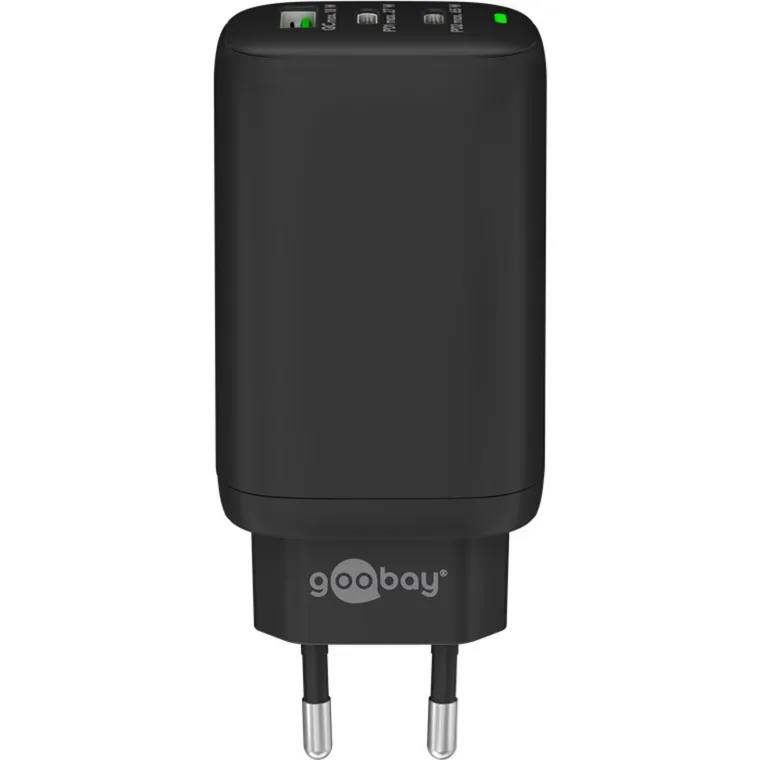 GOOBAY USBC PD GAN MULTIPORT SNELLADER (65 W) (ZWART, 2X USBC, 1X USBA, POWER DELIVERY, QUICKCHARGE)