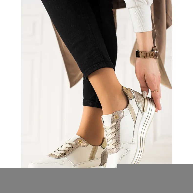 Goodin Leren sneakers op het platform wit veelkleurig