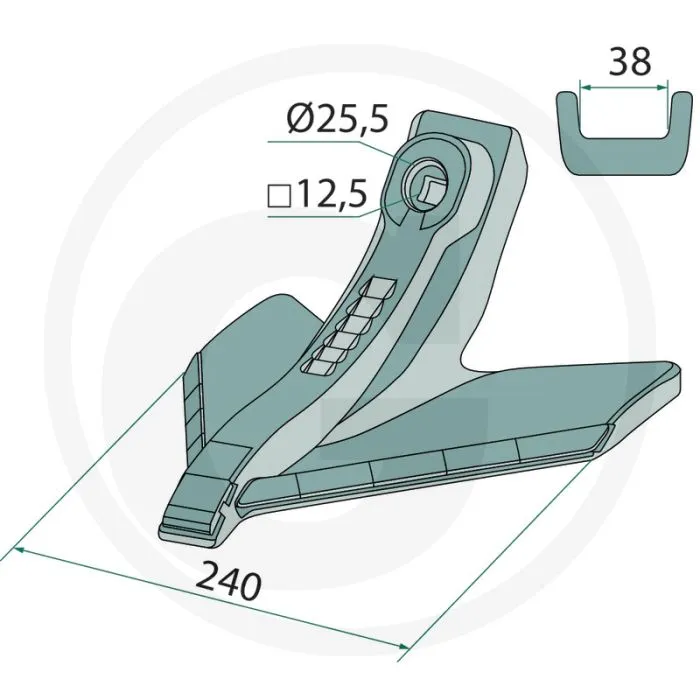 HEAVY DUTY GäNSEFUßSCHAR HARTMETALL BESCHICHTET  WERKBREEDTE 240MM