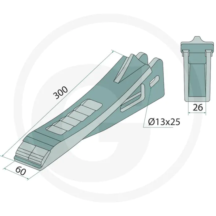 Heavy duty scharspitze - werkbreedte 60mm