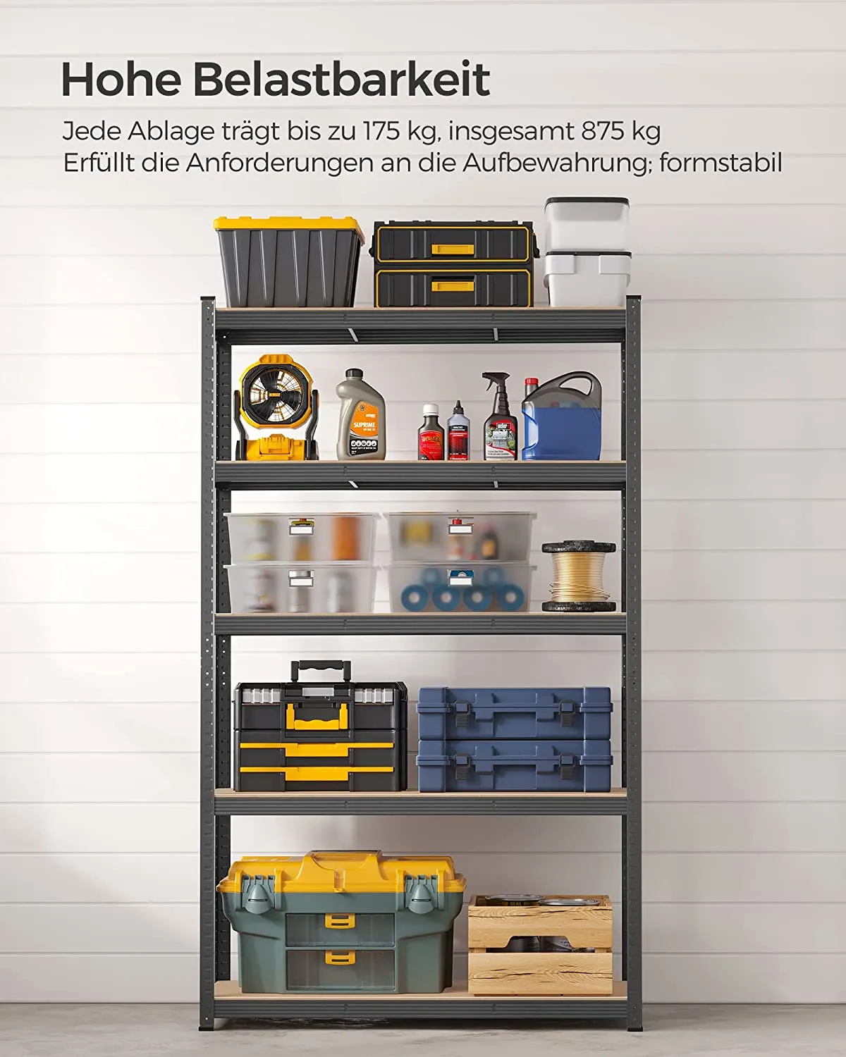 Heavy Duty Stellingkast, Rek, Opbergrek, Tot 875 Kg Belastbaar, Grijs