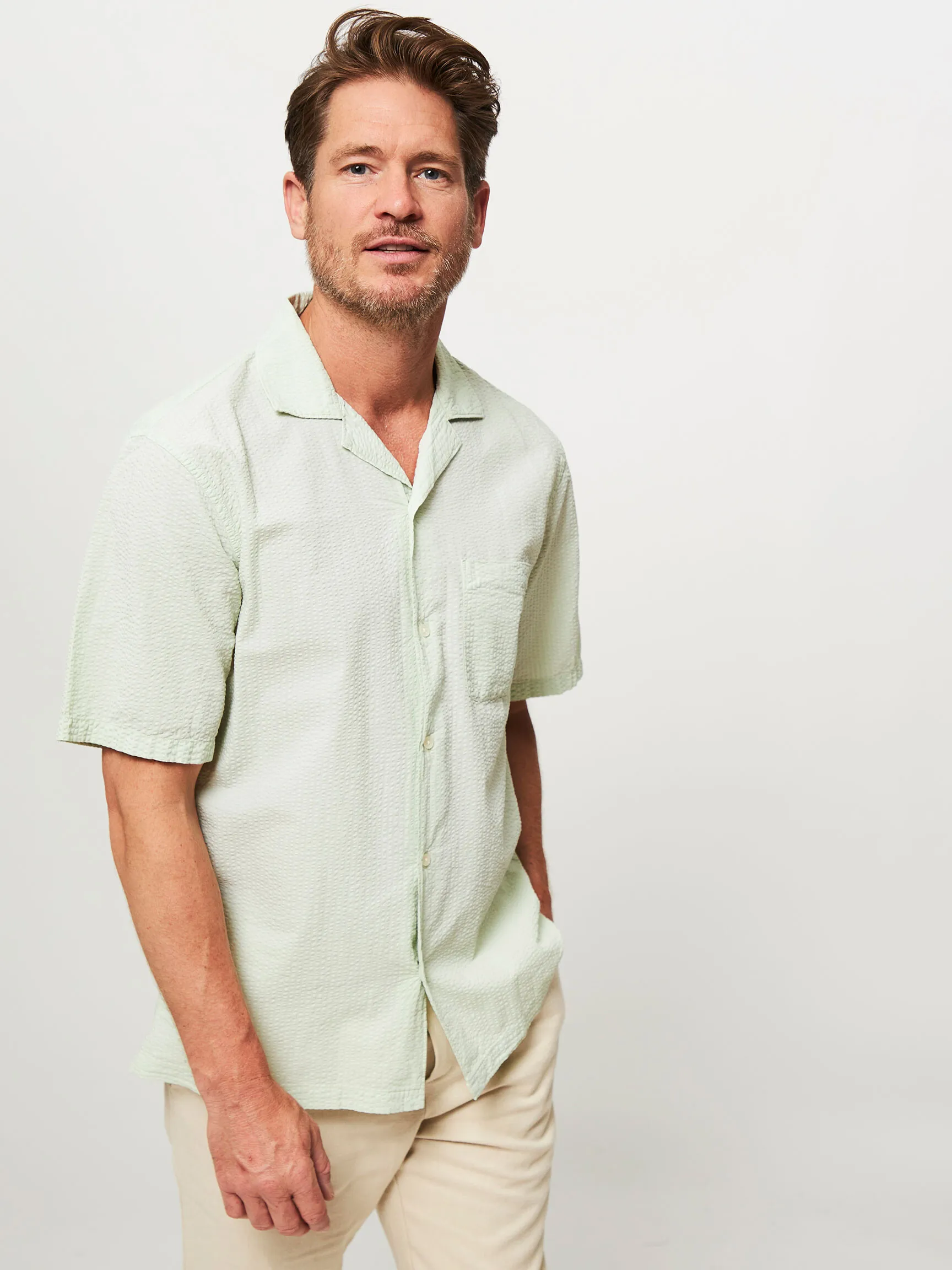 Mads Norgaard Men Kenji, katoenen seersucker overhemd
