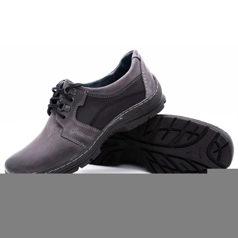Polbut Grijze leren herenschoenen K19 grijs