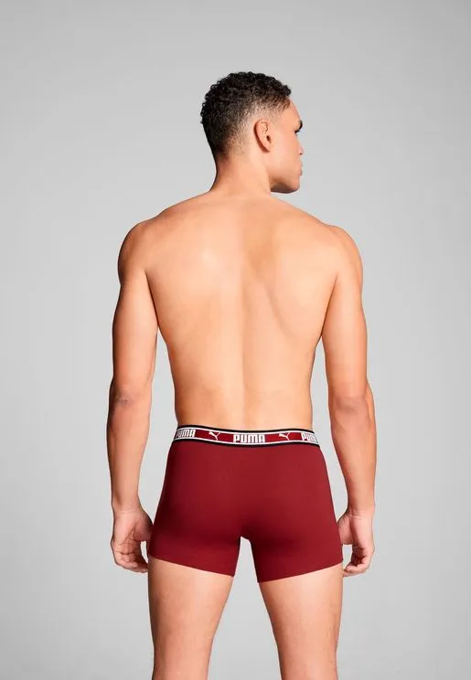 PUMA BOXERSHORTS DUAL LOGO 2PACK BURGUNDY   