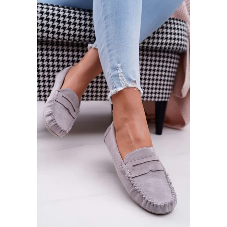 SEA Grijze loafers suède bolero voor dames grijs