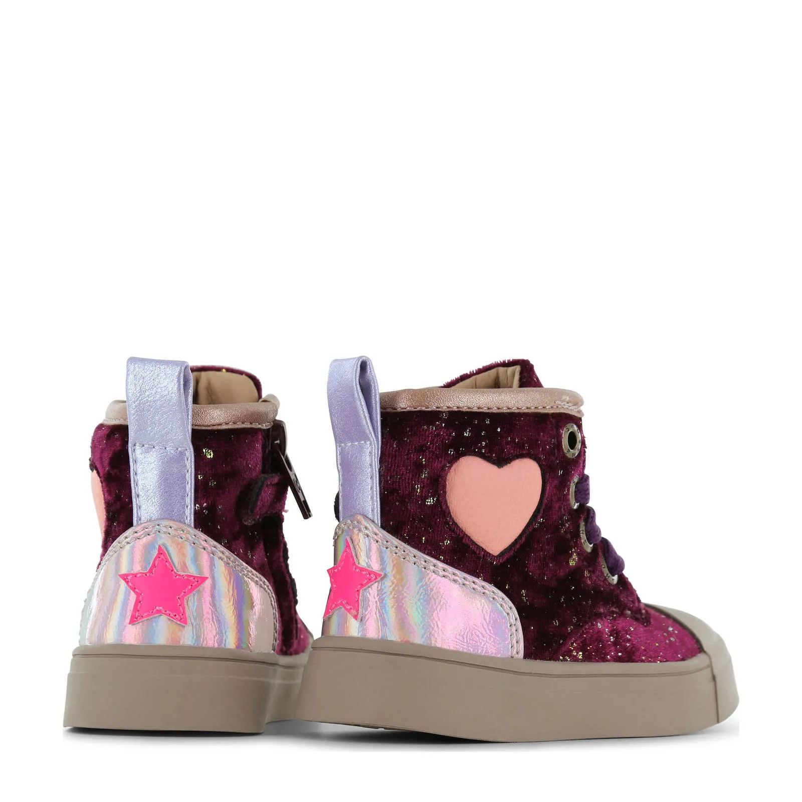 Shoesme fluwelen sneakers bordeauxrood  
