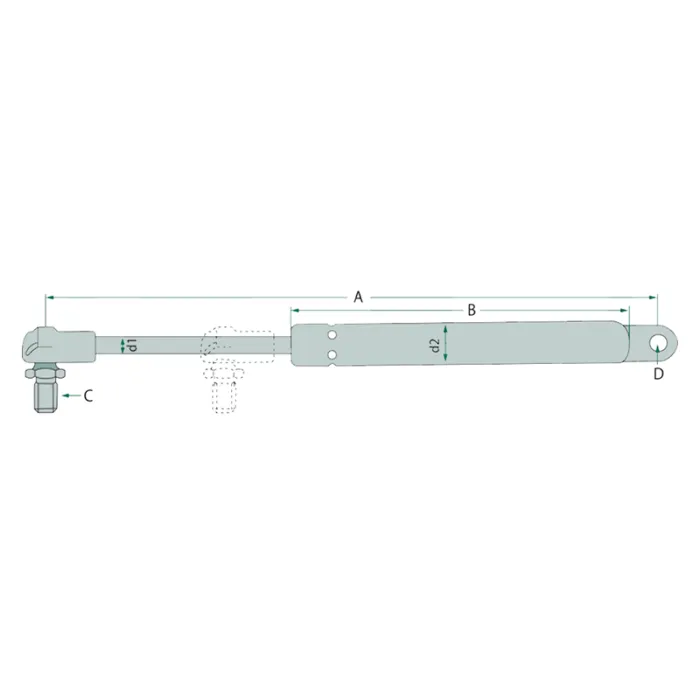 STABILUS GASDRUKVEER 290MM  180N (8MM/8MM)