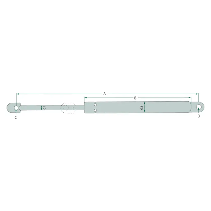 STABILUS GASDRUKVEER 600MM  650N (8,3MM/8,3MM)