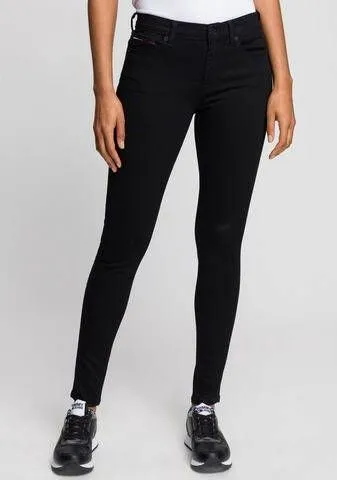TOMMY JEANS SKINNY FIT JEANS NORA MR SKNY MET LOGOBADGE & BORDUURSELS