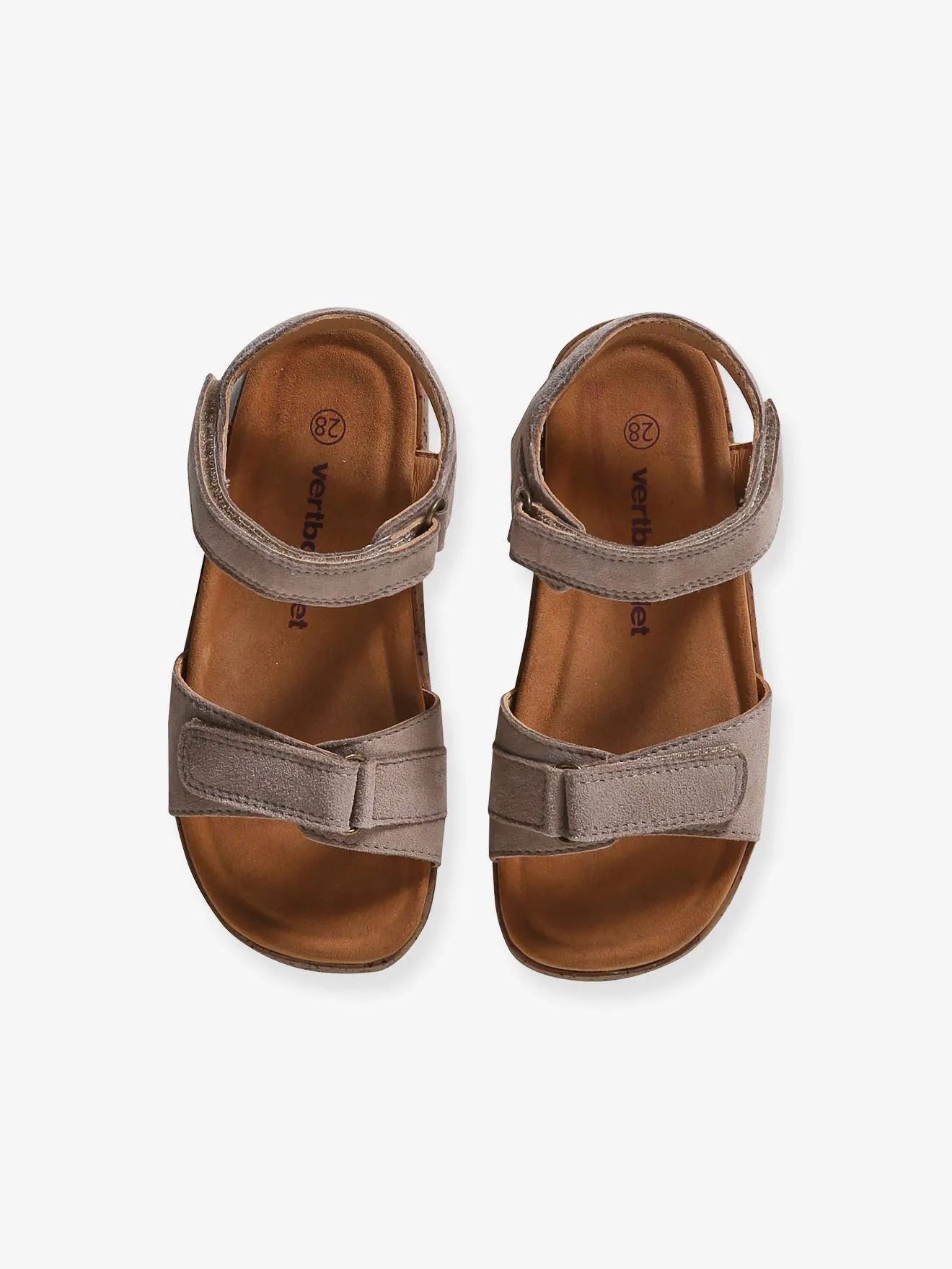 VERTBAUDET  LEREN KINDERSANDALEN MET KLITTENBAND  ZANDBEIGE