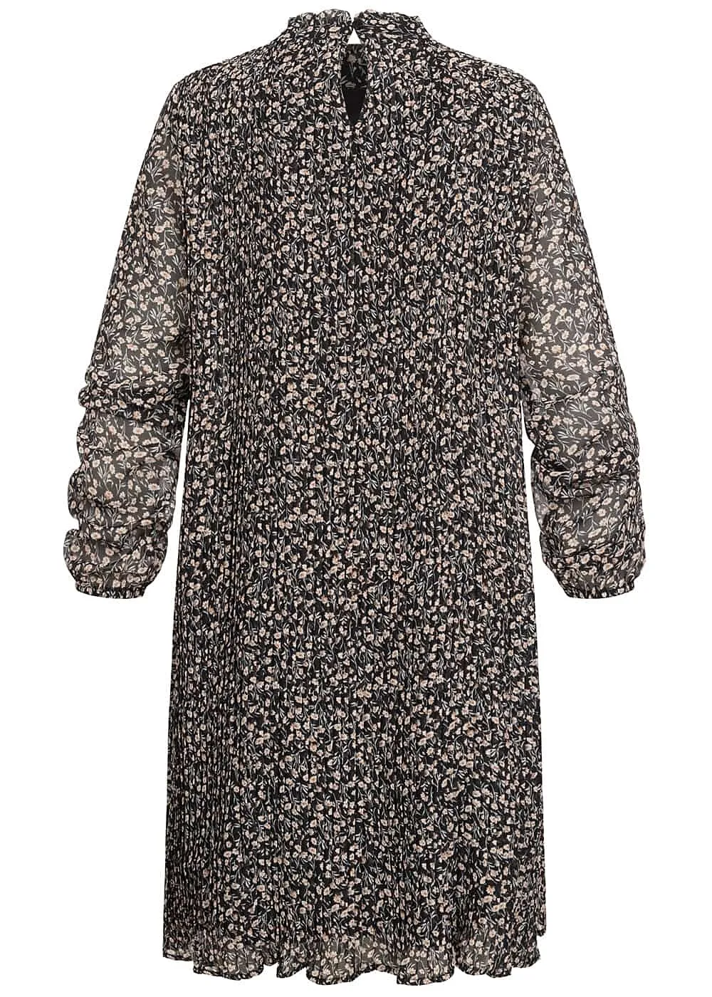 VILA Dames Midi jurk met lange mouwen en bloemenprint zwart