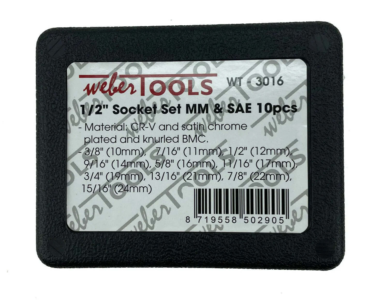 WT3016 WEBER TOOLS 1/2" DOPPEN SET SAE INCH MATEN